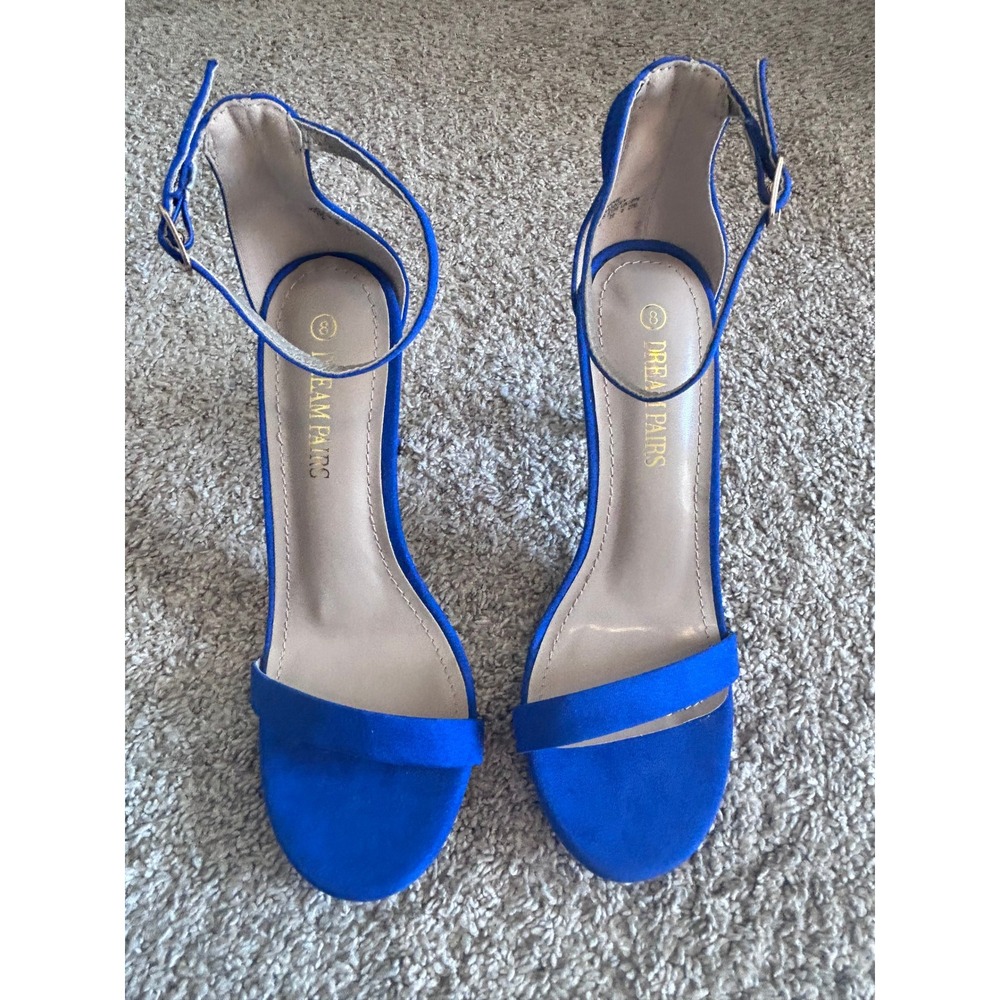 DREAM PAIRS KARRIE Royal‎ Blue Ankle Strap High Heel Stiletto Sandals SZ 8 - Picture 3 of 11